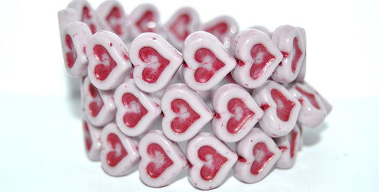Heart With Heart Pressed Glass Beads, Purple  46490 (23020 46490), Glass, Czech Republic
