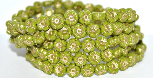Hawaii Flower Pressed Glass Beads, (53400B 54202), Glass, Czech Republic