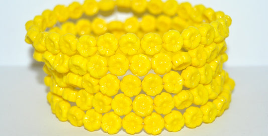 Hawaii Flower Pressed Glass Beads, Yellow (83120), Glass, Czech Republic