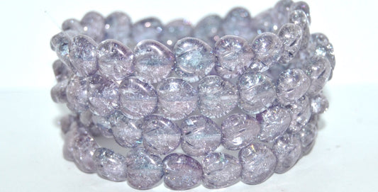 Heart Pressed Glass Beads, Crystal Luster Lila Crack (30 14494 Crack), Glass, Czech Republic