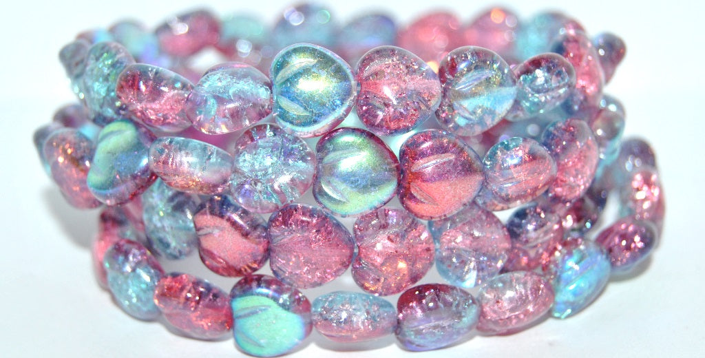 Heart Pressed Glass Beads, Crystal 48113 Crack (30 48113 Crack), Glass, Czech Republic