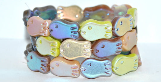 Simple Fish Pressed Glass Beads, Brown Mixed Colors Ab 2Xside (Brown Mix Ab 2Xside), Glass, Czech Republic