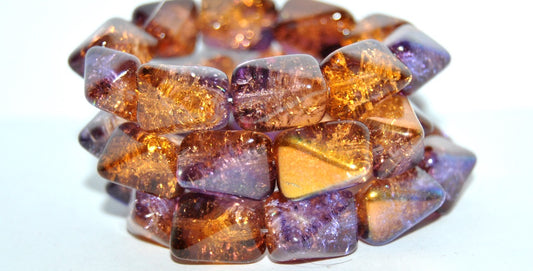 Rectangle Meteorite Pressed Glass Beads, Crystal 48107 Crack (30 48107 Crack), Glass, Czech Republic