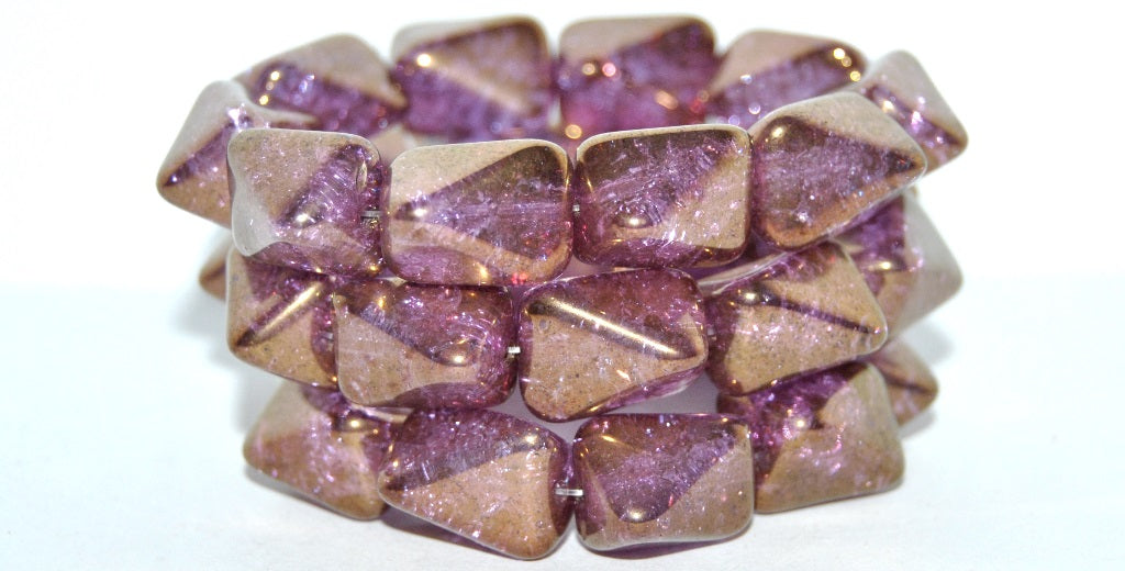 Rectangle Meteorite Pressed Glass Beads, Crystal Luster Violet Full Coated Crack (30 14496 Crack), Glass, Czech Republic