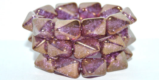 Rectangle Meteorite Pressed Glass Beads, Crystal Luster Violet Full Coated Crack (30 14496 Crack), Glass, Czech Republic