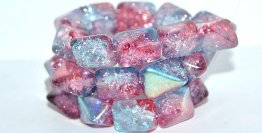 Rectangle Meteorite Pressed Glass Beads, Crystal 48113 Crack (30 48113 Crack), Glass, Czech Republic