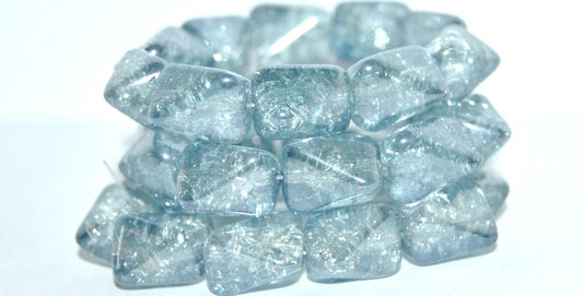 Rectangle Meteorite Pressed Glass Beads, Crystal Luster Blue Full Coated Crack (30 14464 Crack), Glass, Czech Republic