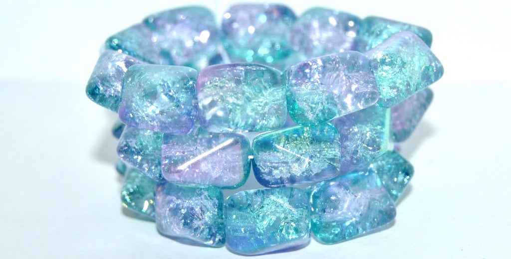 Rectangle Meteorite Pressed Glass Beads, Crystal 48123 Crack (30 48123 Crack), Glass, Czech Republic