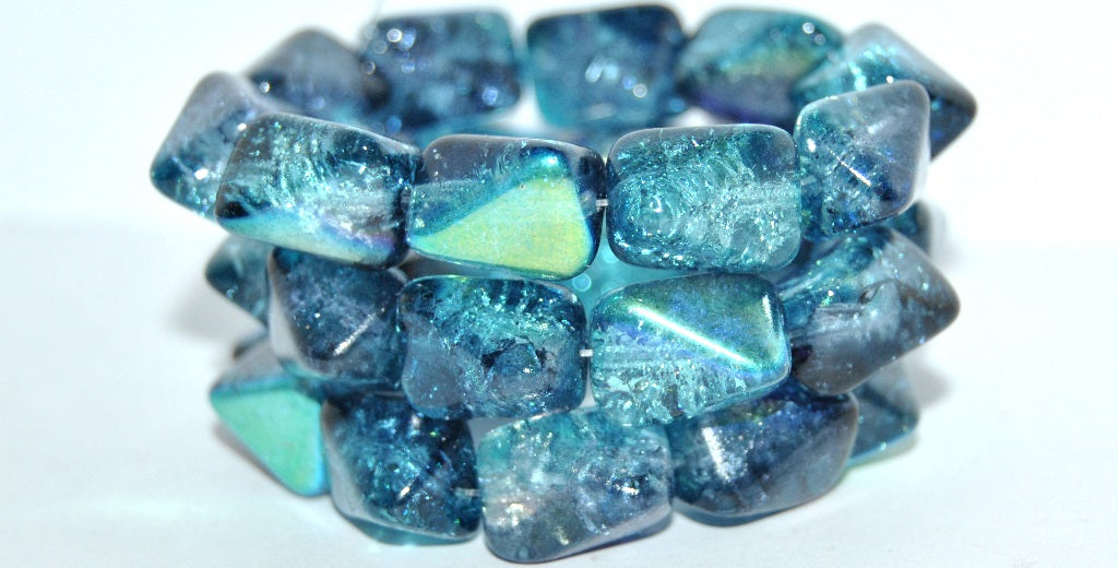 Rectangle Meteorite Pressed Glass Beads, Crystal 48103 Crack (30 48103 Crack), Glass, Czech Republic