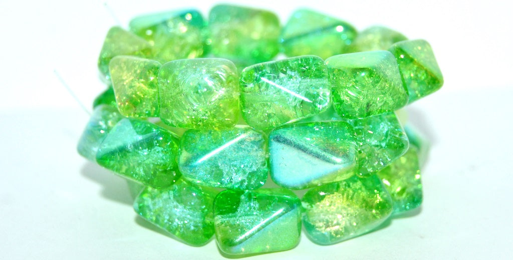 Rectangle Meteorite Pressed Glass Beads, Crystal 48110 Crack (30 48110 Crack), Glass, Czech Republic