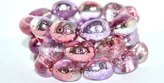 Oval Egg With Decor Pressed Glass Beads, Crystal 48220 (30 48220), Glass, Czech Republic