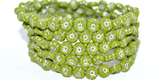Hawaii Flower Pressed Glass Beads, (53400B 54201), Glass, Czech Republic