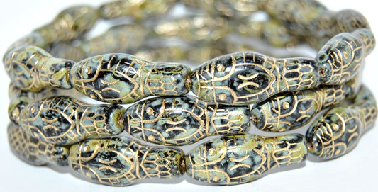 Snake Head Pressed Glass Beads, Black Stain Strong 54202 (23980 86805 54202), Glass, Czech Republic
