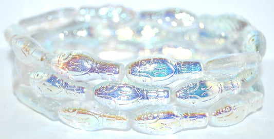 Snake Head Pressed Glass Beads, Crystal Ab 2Xside (30 Ab 2Xside), Glass, Czech Republic