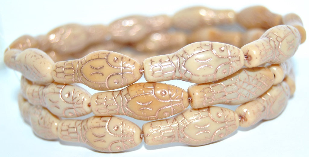 Snake Head Pressed Glass Beads, Beige 54200 (13020 54200), Glass, Czech Republic