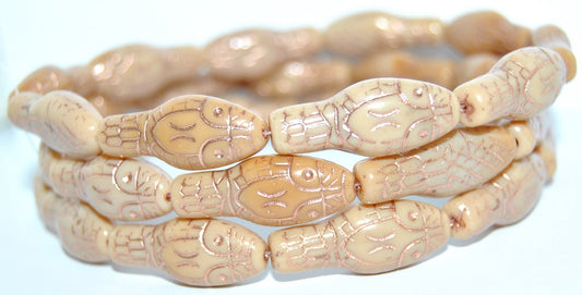 Snake Head Pressed Glass Beads, Beige 54200 (13020 54200), Glass, Czech Republic