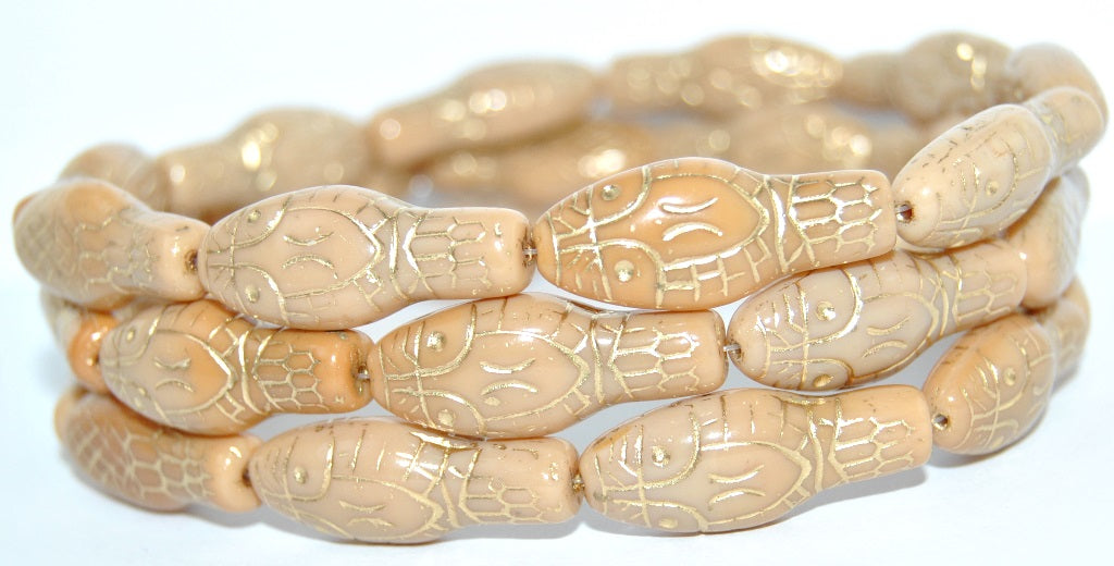 Snake Head Pressed Glass Beads, Beige 54202 (13020 54202), Glass, Czech Republic