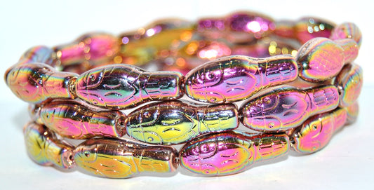 Snake Head Pressed Glass Beads, (Vitex 2Xside), Glass, Czech Republic