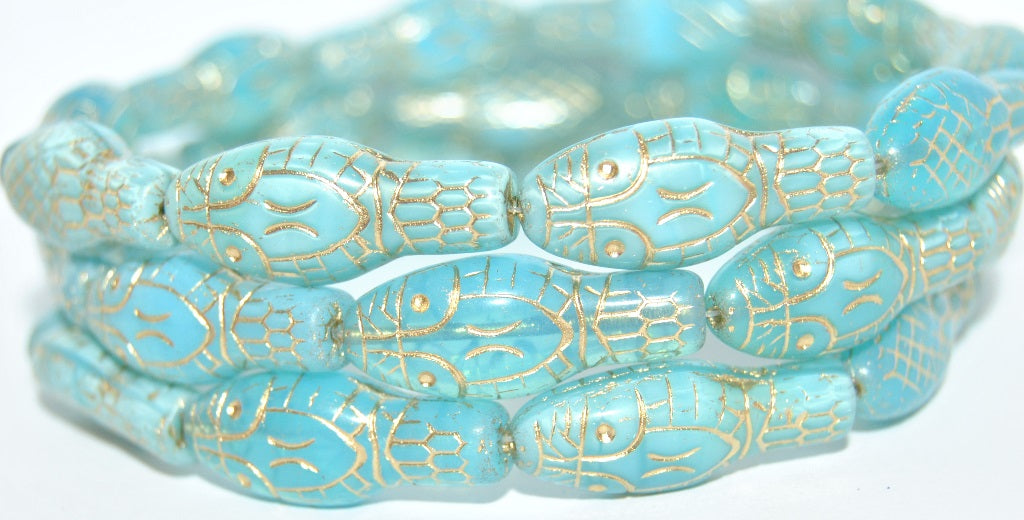 Snake Head Pressed Glass Beads, Mixed Colors Opal Blue 54202 (Mix Opal Blue 54202), Glass, Czech Republic