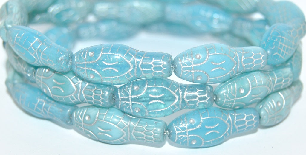 Snake Head Pressed Glass Beads, Mixed Colors Opal Blue 54201 (Mix Opal Blue 54201), Glass, Czech Republic