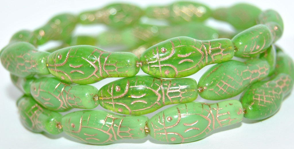 Snake Head Pressed Glass Beads, (52010 54200), Glass, Czech Republic