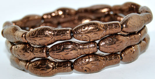 Snake Head Pressed Glass Beads, Black Bronze (23980 14415), Glass, Czech Republic