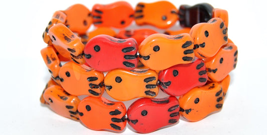 Simple Fish Pressed Glass Beads, Red Mixed Colors 46769 (Red Mix 46769), Glass, Czech Republic