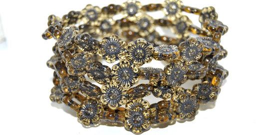 Flower Pressed Glass Beads, (10020 46769), Glass, Czech Republic