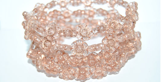 Flower Pressed Glass Beads, Crystal 54200 (30 54200), Glass, Czech Republic