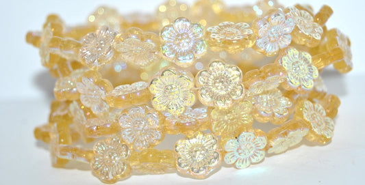 Flower Pressed Glass Beads, (10020 Ab 2Xside), Glass, Czech Republic
