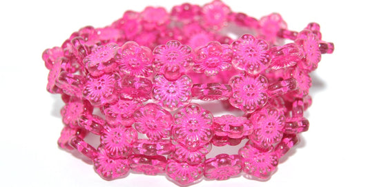 Flower Pressed Glass Beads, Transparent Light Amethyst 46470 (20020 46470), Glass, Czech Republic