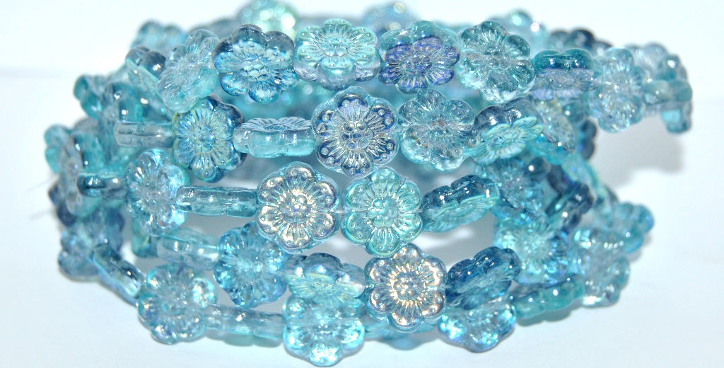 Flower Pressed Glass Beads, 48103 (48103), Glass, Czech Republic