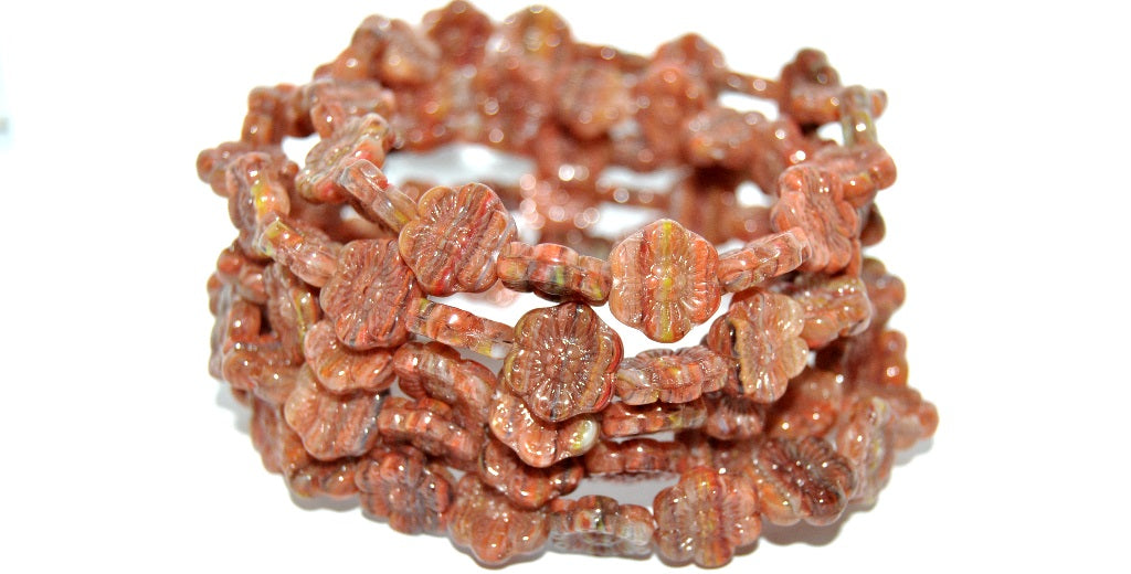 Flower Pressed Glass Beads, 95810 (95810), Glass, Czech Republic