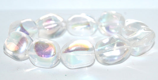 Czech Glass Pressed Beads Irregular Shape Like Stone, Crystal Ab (30 Ab), Glass, Czech Republic