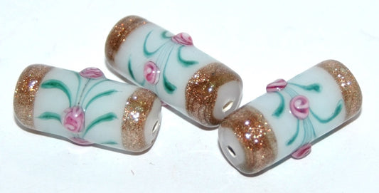 Czech Glass Hand Made Roller Tube Lampwork Beads, (A), Glass, Czech Republic