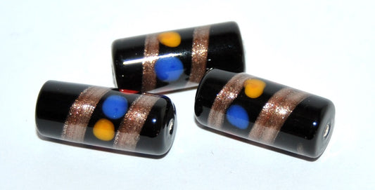 Czech Glass Hand Made Roller Tube Lampwork Beads, (D), Glass, Czech Republic