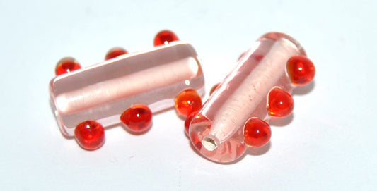 Czech Glass Hand Made Roller Tube Lampwork Beads, (L), Glass, Czech Republic