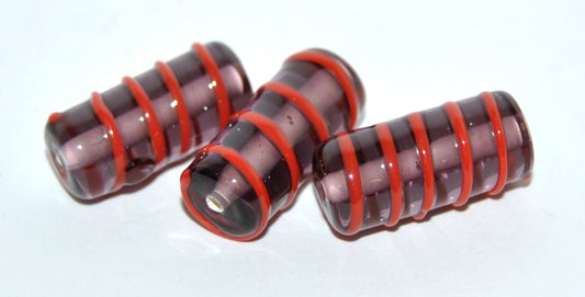 Czech Glass Hand Made Roller Tube Lampwork Beads, (O), Glass, Czech Republic