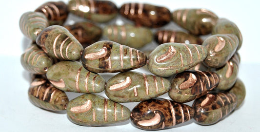 Camaenidae Seashell Pressed Glass Beads, Mixed Colors Travertin 54200 (Mix 86800 54200), Glass, Czech Republic