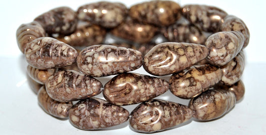 Camaenidae Seashell Pressed Glass Beads, Beige 15415 (13020 15415), Glass, Czech Republic