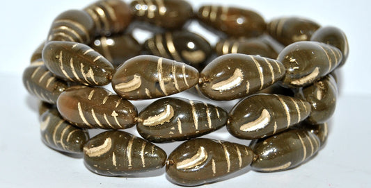 Camaenidae Seashell Pressed Glass Beads, (16617 54202), Glass, Czech Republic