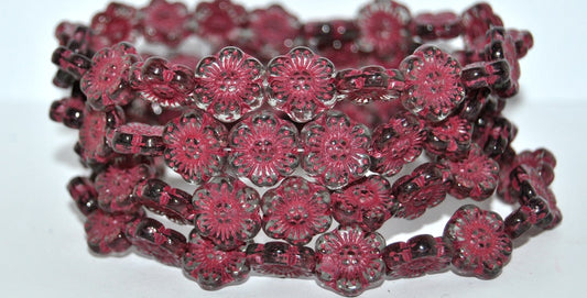 Flower Pressed Glass Beads, Gray 46490 (40010 46490), Glass, Czech Republic
