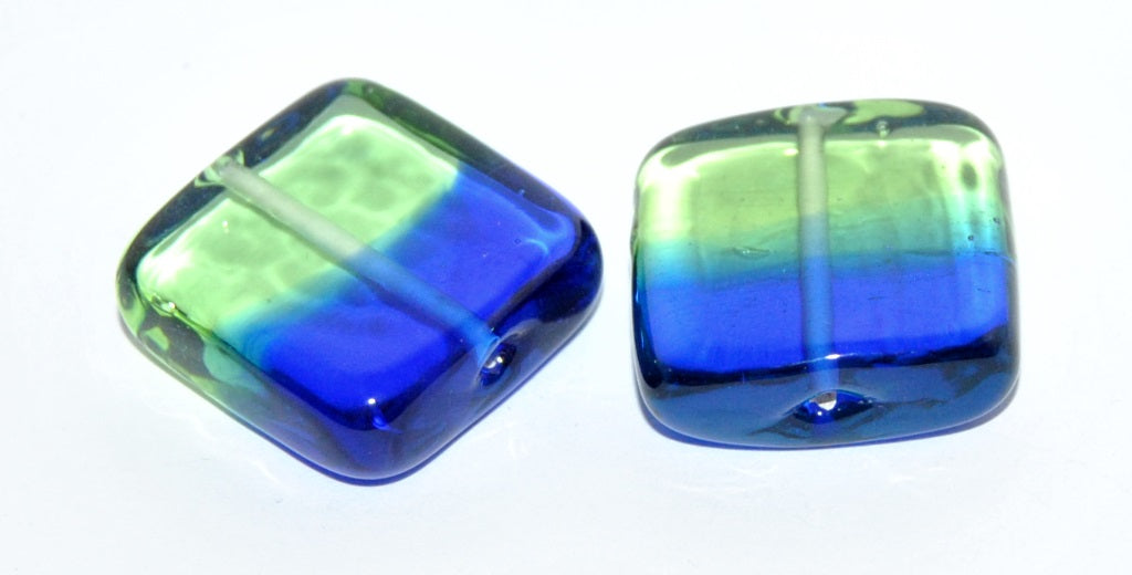 Czech Glass Hand Made Square Lampwork Beads, (C), Glass, Czech Republic