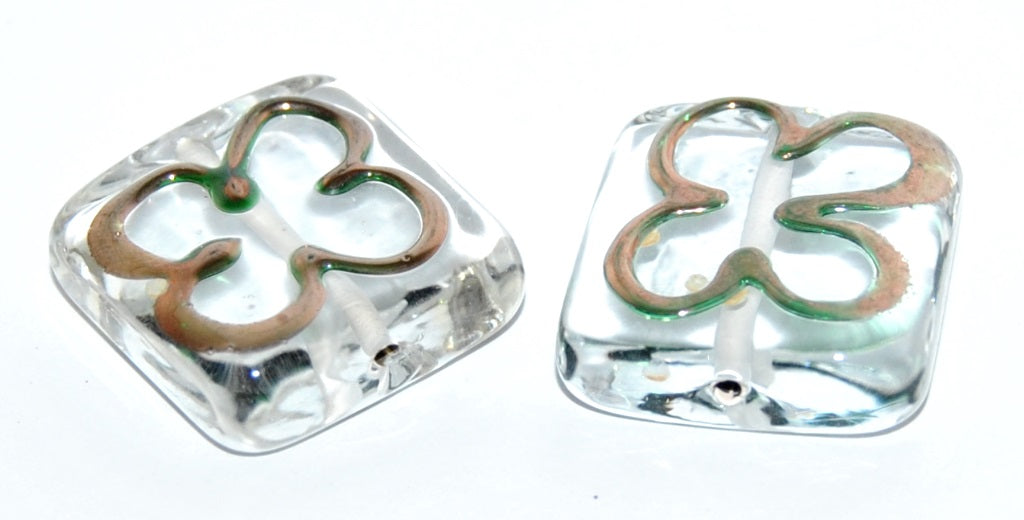 Czech Glass Hand Made Square Lampwork Beads, (E), Glass, Czech Republic