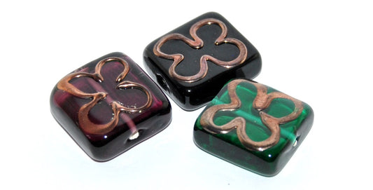 Czech Glass Hand Made Square Lampwork Beads, (G), Glass, Czech Republic