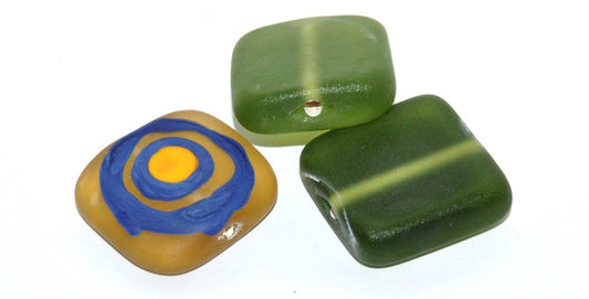 Czech Glass Hand Made Square Lampwork Beads, (J), Glass, Czech Republic