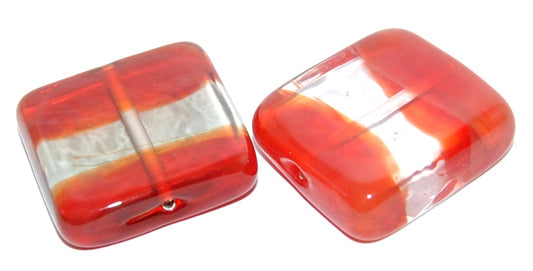 Czech Glass Hand Made Square Lampwork Beads, (E), Glass, Czech Republic