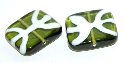 Czech Glass Hand Made Square Lampwork Beads, (G), Glass, Czech Republic