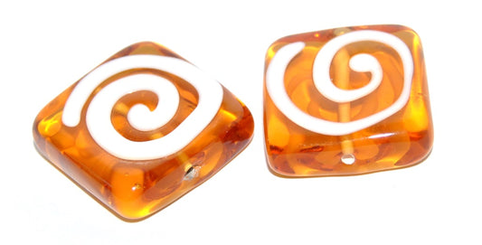 Czech Glass Hand Made Square Lampwork Beads, (J), Glass, Czech Republic