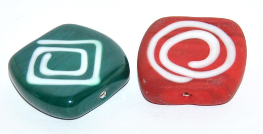 Czech Glass Hand Made Square Lampwork Beads, (K), Glass, Czech Republic